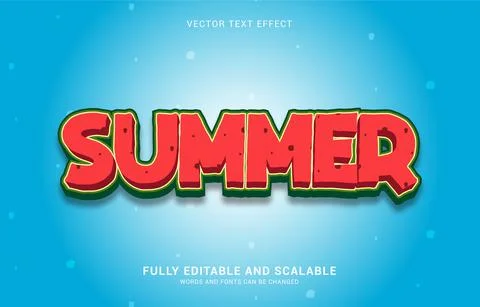Editable text effect, Water Melon Summer style Stock Illustration