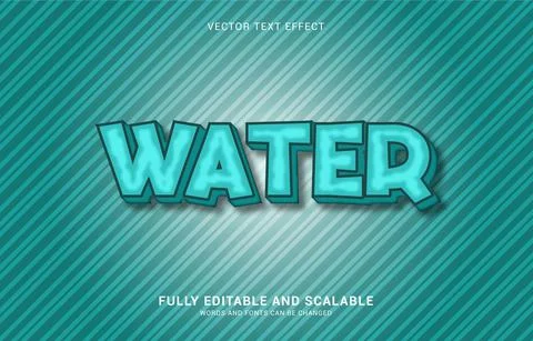 Editable text effect, Water style Stock Illustration
