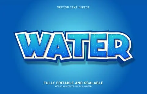 Editable text effect, Water style Stock Illustration