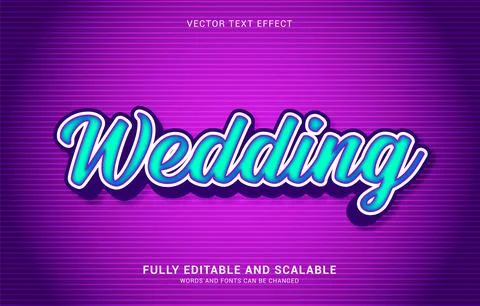 Editable text effect, Wedding style Illustrazione stock