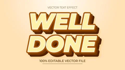 Editable Text Effect Well Done Brown Retro style Vector 스톡 일러스트