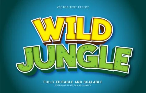 Editable text effect, Wild Jungle style Illustrazione stock