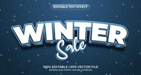Editable Text Effect Winter Sale. Winter sale 3D text effect, editable text s Illustrazione stock