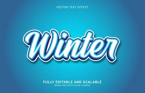 Editable text effect, Winter style Illustrazione stock