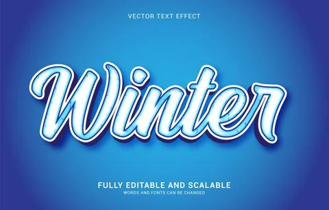 Editable text effect, Winter style Illustrazione stock