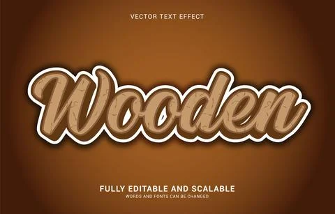 Editable text effect, Wooden style Stock Illustration