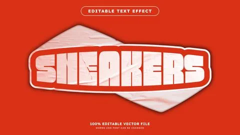 Editable Text Effect Wrinkled Matte Sticker Text Style Stock Illustration