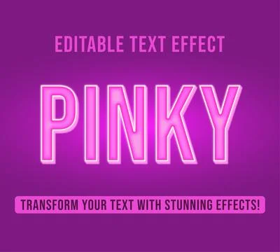 Editable text effects with 3d pink neon theme Stock Illustration
