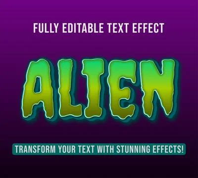 Editable text effects with Alien theme. Stock Illustration
