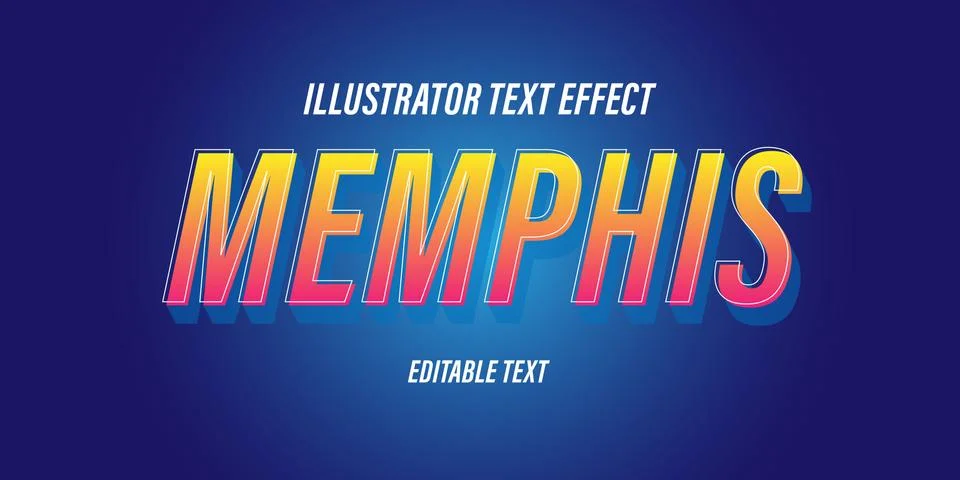 Editable text effects with blue and orange themed fun and playful 3D effects for Stock Illustration