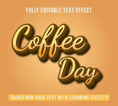 Editable text effects with Coffee Day theme. Stock Illustration