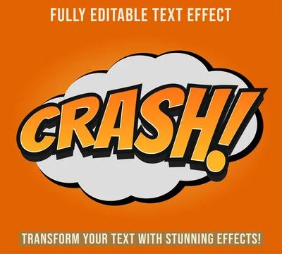 Editable text effects Comic Crash theme Stock Illustration