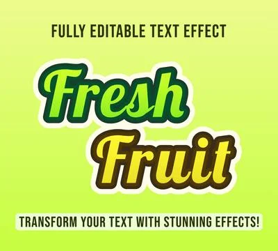 Editable text effects with Fresh Fruit theme Stock Illustration