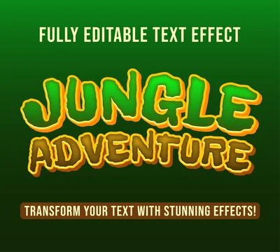 Editable text effects with Jungle Adventure theme. Stock Illustration