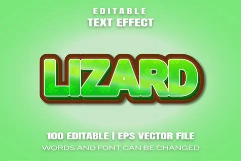 Editable text effects Lizard , words and font can be changed Stock Illustration