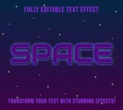 Editable text effects Space theme Stock Illustration