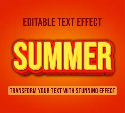 Editable text effects with summer 3d theme Stock Illustration