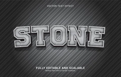 Editable text effect,Stone style Stock Illustration
