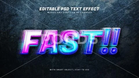 Editable text fast style with 3d effect Modello PSD