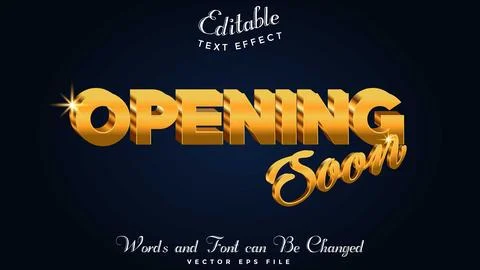 Editable Text Gold Opening soon text effect Stock Illustration
