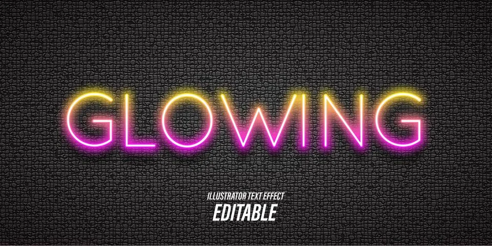 Editable text with neon and 3d light effects, used for cafe or bar promotion boa Stock Illustration