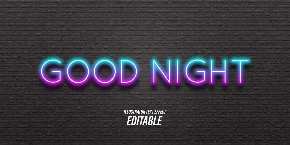 Editable text with neon and 3d light effects, used for cafe or bar promotion boa Stock Illustration
