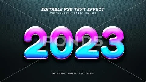 Editable text number 2023 with colorful 3d style effect Modello PSD