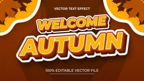 Editable text style effect autumn text with maple leaves illustration イラスト素材