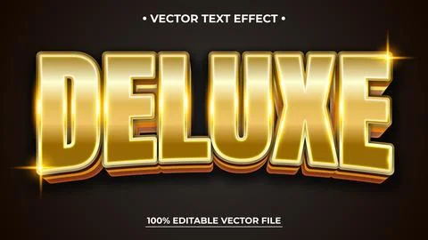 Editable text style effect Deluxe Luxury Gold text style theme Stock Illustration