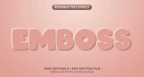 Editable text style effect. Emboss theme style. 3d Embossed Vector text sty.. Stock Illustration