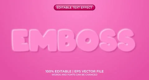 Editable text style effect. Emboss theme style. 3d Embossed Vector text sty.. Stock Illustration