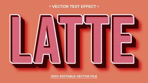 Editable text style effect Latte retro text in grunge style theme 스톡 일러스트