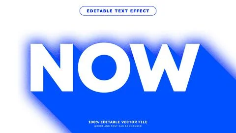 Editable text style effect Long Blue Shadow text style theme Stock Illustration