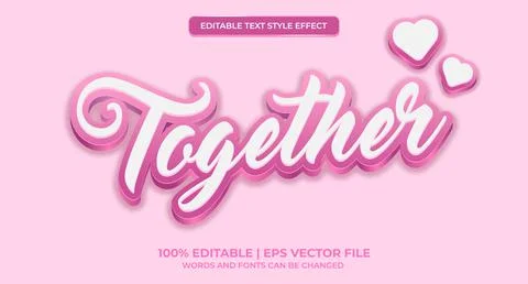 Editable text style effect - love text style Stock Illustration