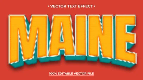 Editable text style effect Maine Retro text style theme Stock Illustration