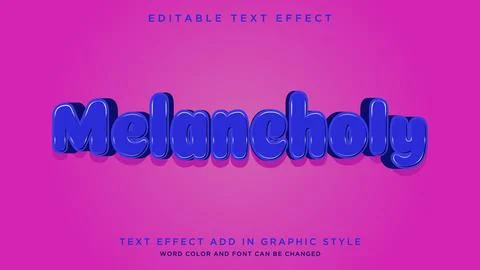 Editable text style effect Melancholy text style effect Stock Illustration