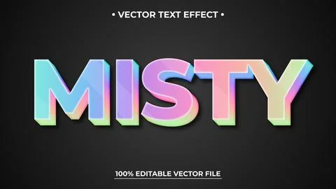Editable text style effect - Misty text style theme Holographic text Stock Illustration