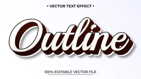 Editable text style effect Outline text in grunge minimalistic style theme Stock Illustration