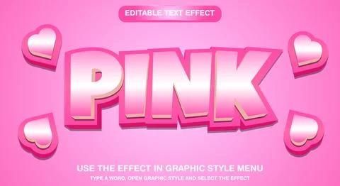 Editable text style effect pinky text style Stock Illustration
