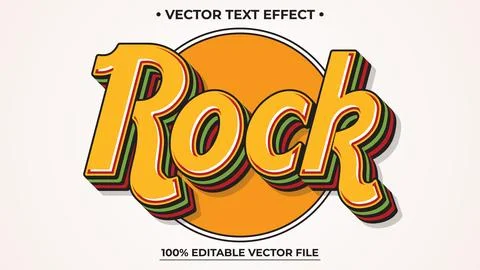 Editable text style effect Rock retro old school text in groovy style theme Stock Illustration