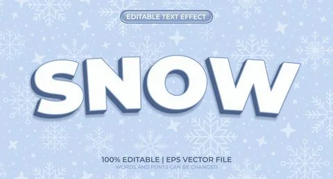 Editable text style effect. Snow text style. Snow text effect. Editable fro.. Stock Illustration
