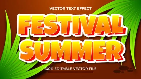 Editable text style effect Summer text style theme Stock Illustration