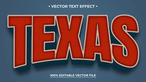 Editable text style effect Texas Retro text style theme Stock Illustration