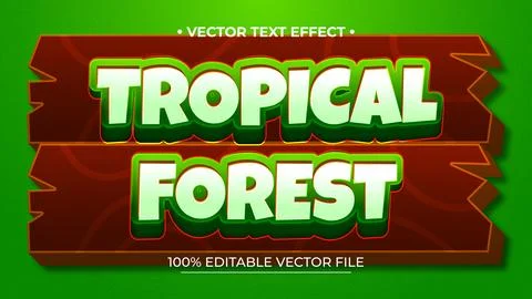 Editable text style effect Tropical Forest text style theme Stock Illustration