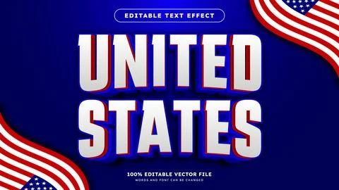 Editable text style effect united states of America text with flag style them Stock Illustration