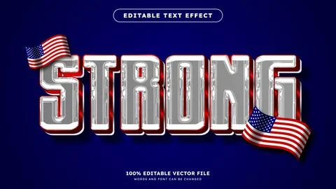 Editable text style effect united states of America text with flag style them Stock Illustration