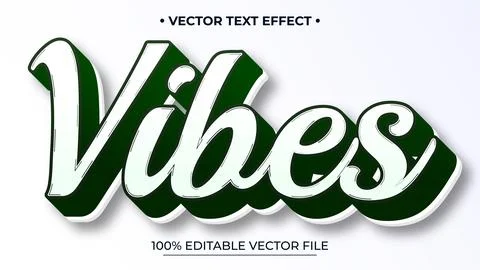 Editable text style effect Vibes text in grunge minimalistic style theme Stock Illustration