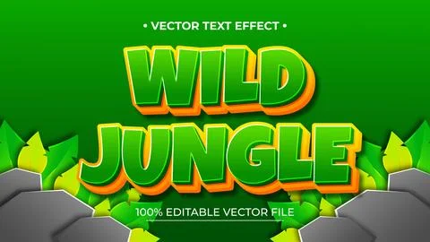 Editable text style effect Wild Jungle text style theme 스톡 일러스트