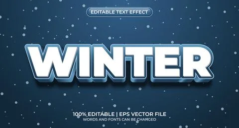 Editable text style effect - Winter text style theme. Winter - Editable Text  Illustrazione stock