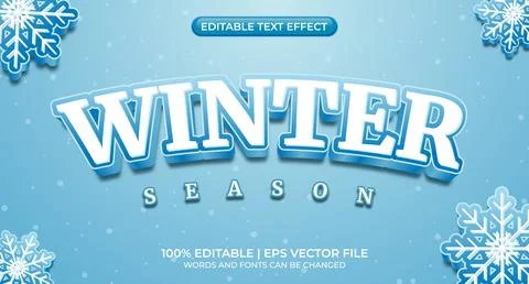 Editable text style effect - Winter text style theme. Winter - Editable Tex.. Illustrazione stock